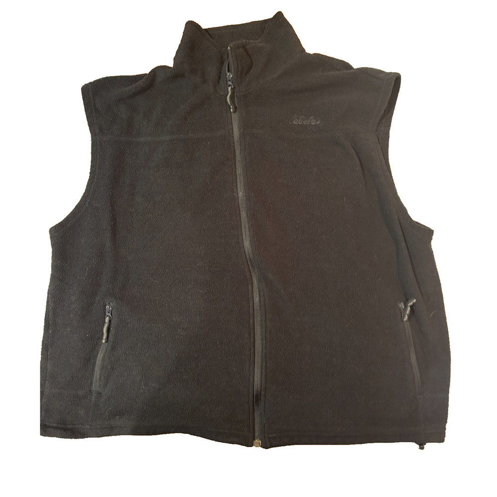Cabela’s Men’s Black Fleece Sleeveless Full Zip Vest Size 3 XL